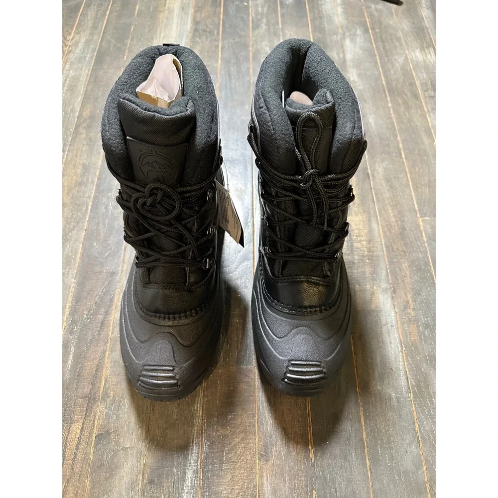 Polar Range Mens Snow Boots Waterproof Winter Hiking Work Boots Black